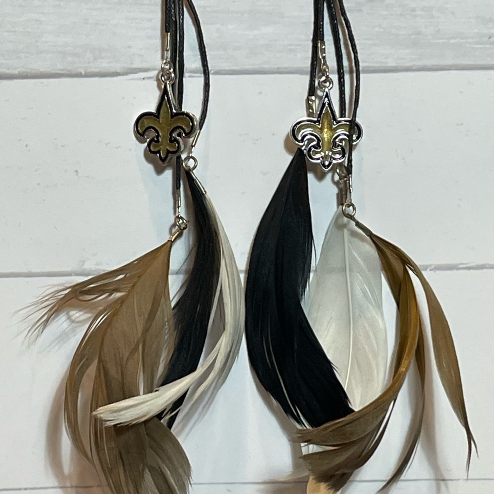 Fleur De Lis Feather Earrings